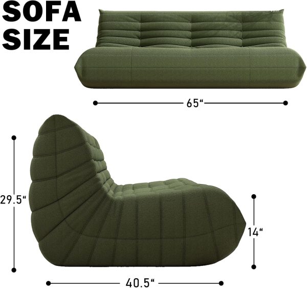 Big Bean Bag Chairs for Adults, 1 Seater Large Floor Sofa (Green)