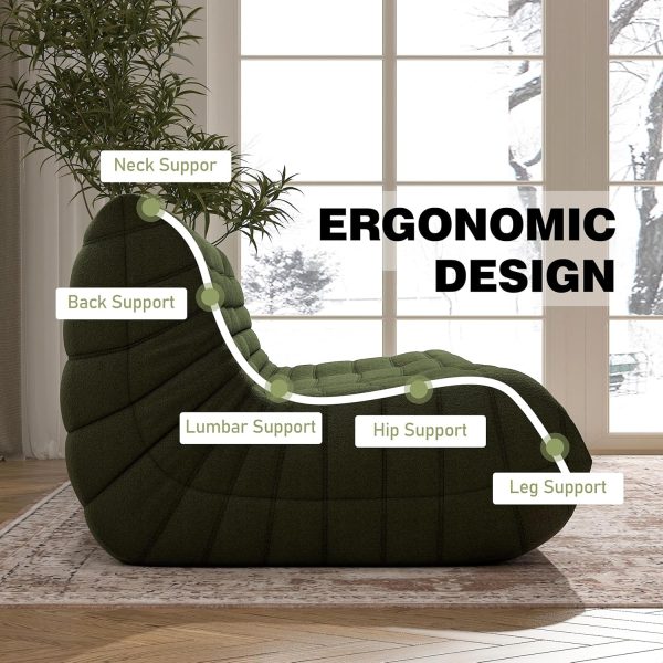 Big Bean Bag Chairs for Adults, 1 Seater Large Floor Sofa (Green)