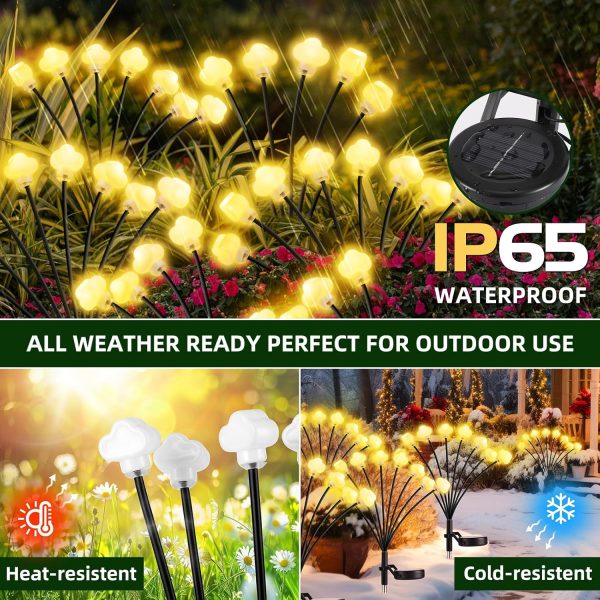 Solar Lights Outdoor 4 Pack 32 LED Solar Cloud Swaying Lights Solar Garden Lights Waterproof Outdoor Decor for Yard Patio & Pathway