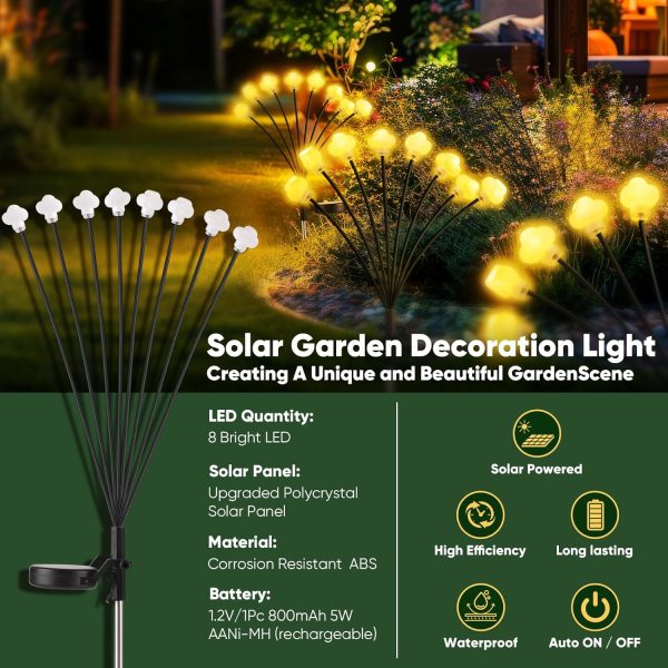 Solar Lights Outdoor 4 Pack 32 LED Solar Cloud Swaying Lights Solar Garden Lights Waterproof Outdoor Decor for Yard Patio & Pathway