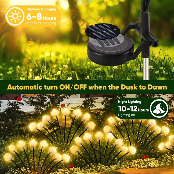 Solar Lights Outdoor 4 Pack 32 LED Solar Cloud Swaying Lights Solar Garden Lights Waterproof Outdoor Decor for Yard Patio & Pathway