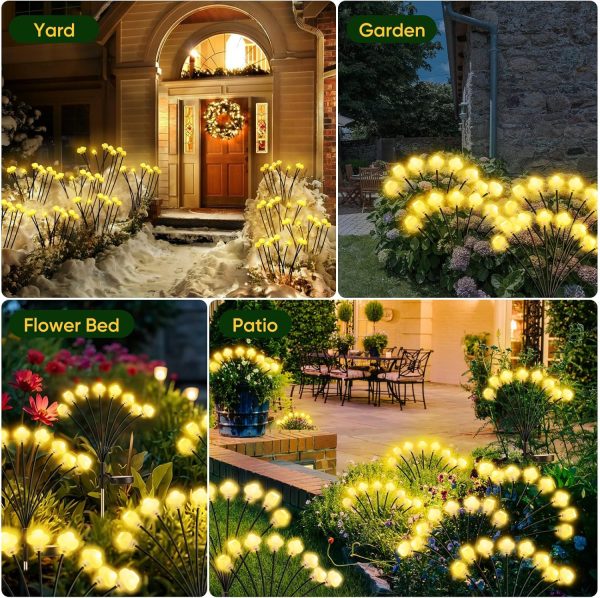 Solar Lights Outdoor 4 Pack 32 LED Solar Cloud Swaying Lights Solar Garden Lights Waterproof Outdoor Decor for Yard Patio & Pathway